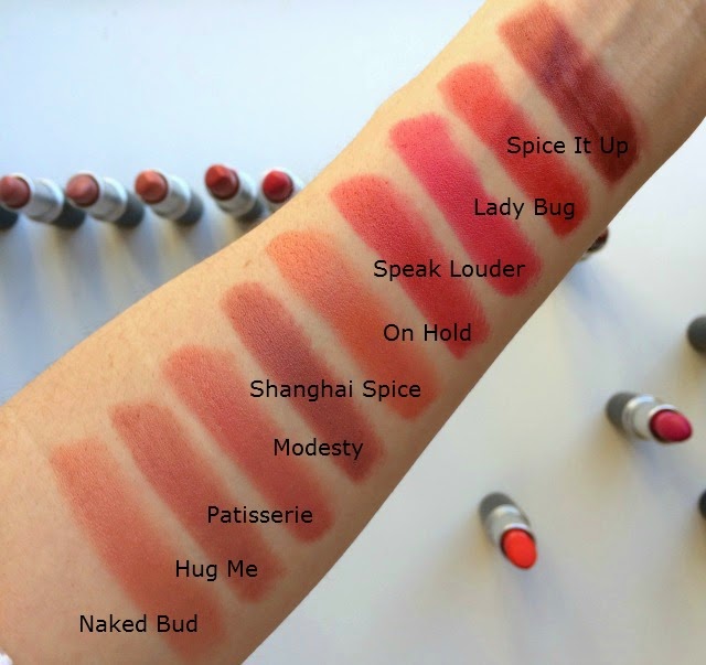MAC lipstick swatches