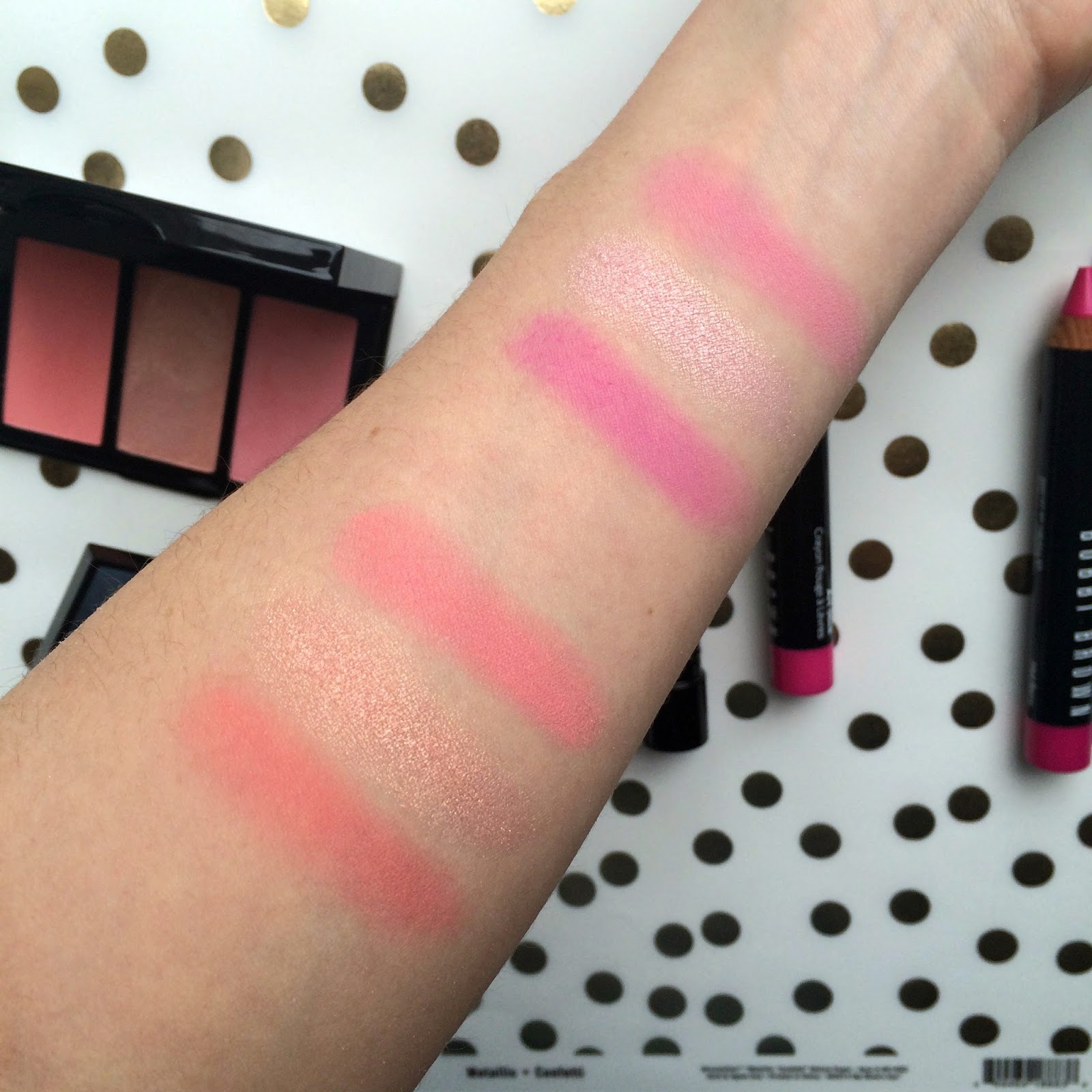 Bobbi Brown Hot Collection blush swatches for fair skin