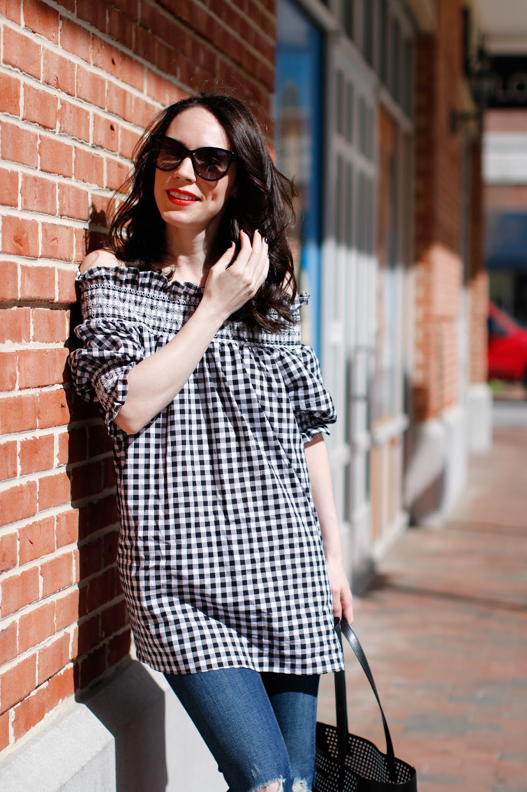 Gingham Off the Shoulder - alittlebitetc