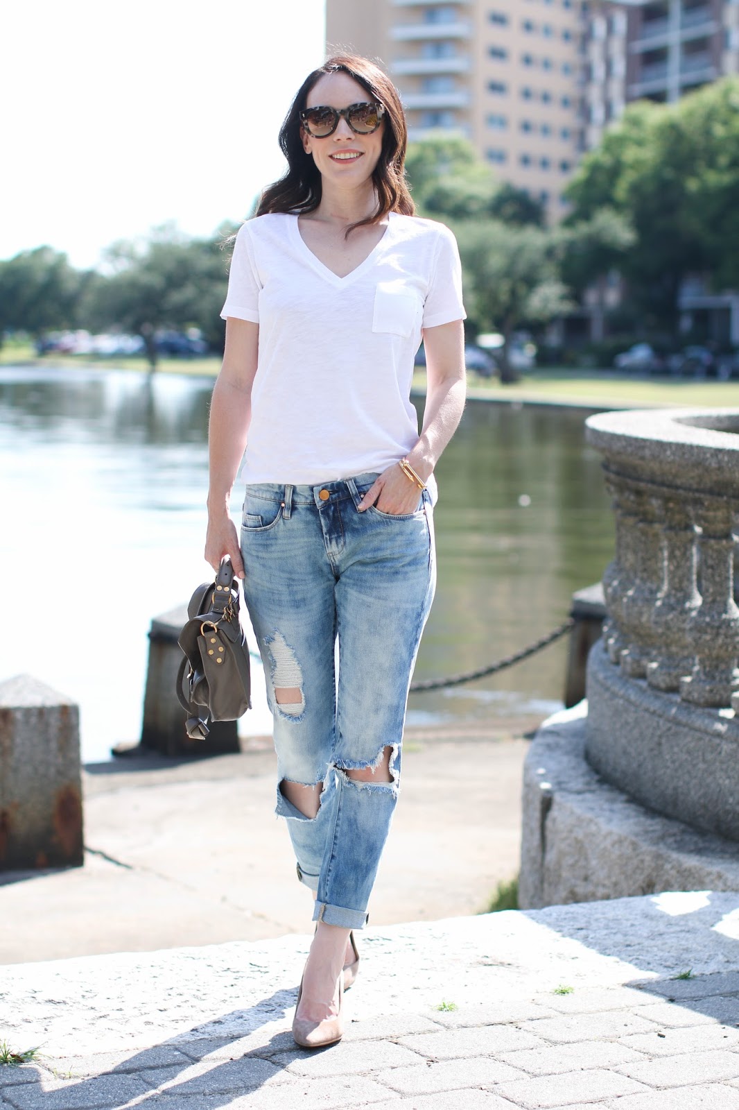 boyfriend jeans and a white tee