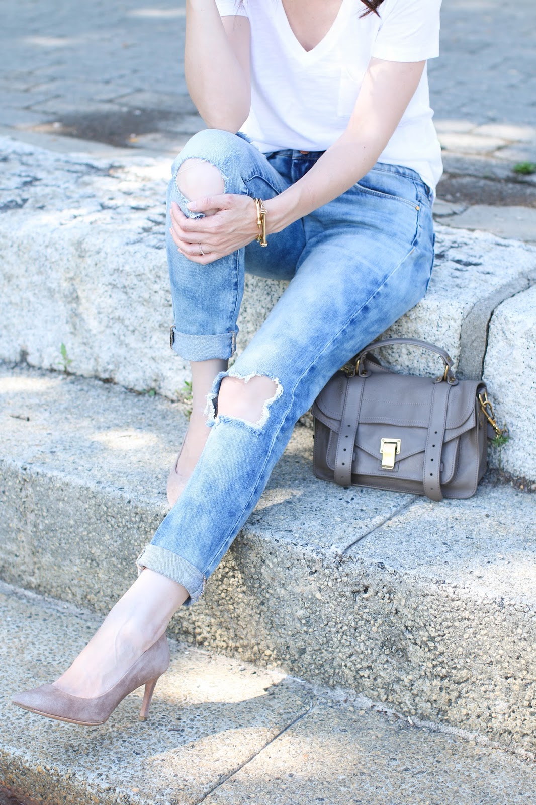 boyfriend jeans and a white tee
