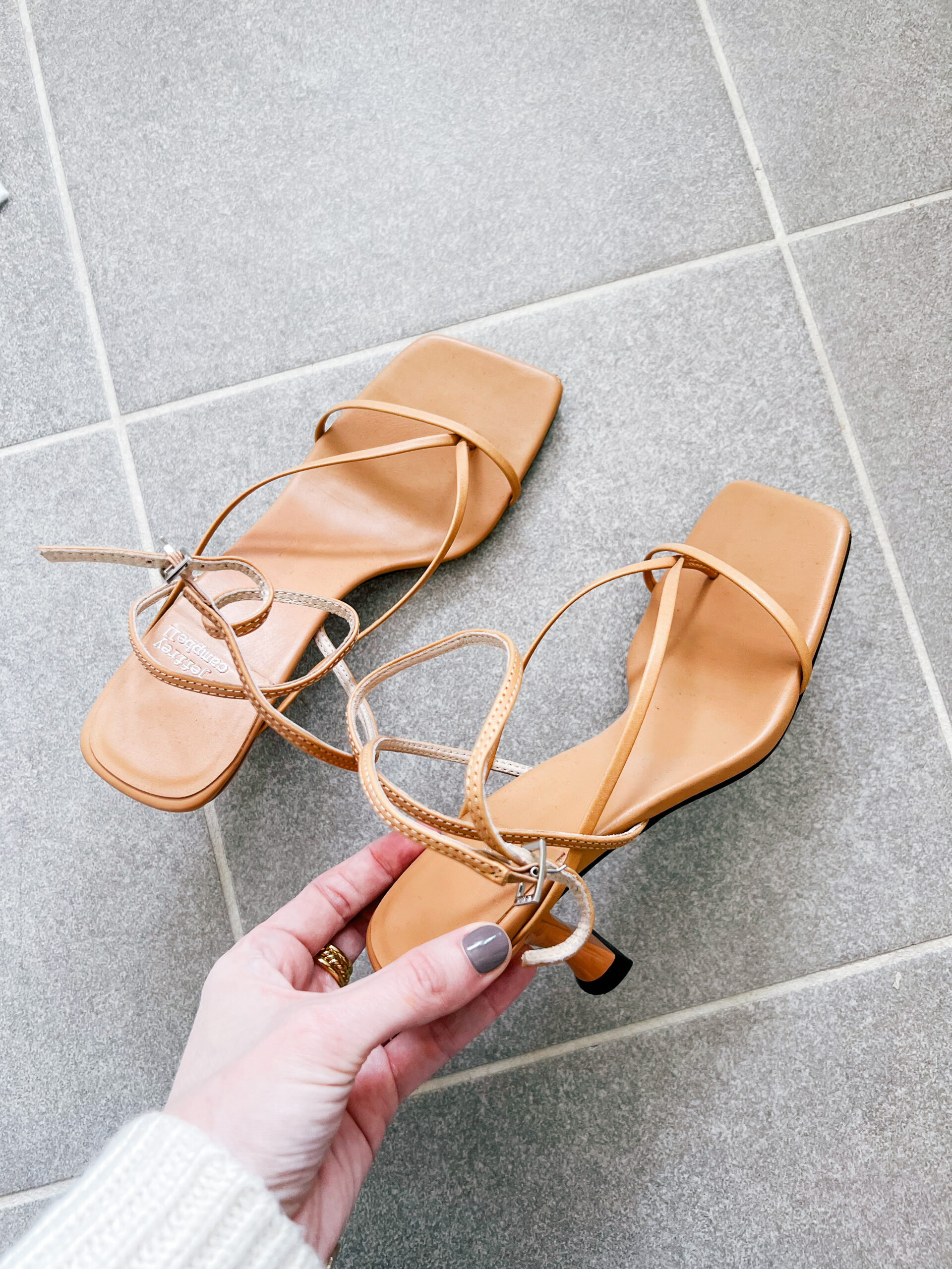 neutral strappy sandals