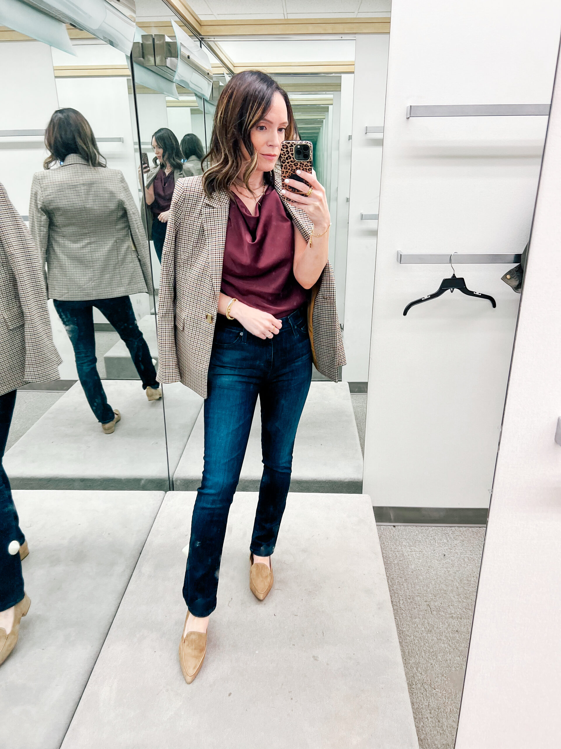Halogen Check One-Button Blazer