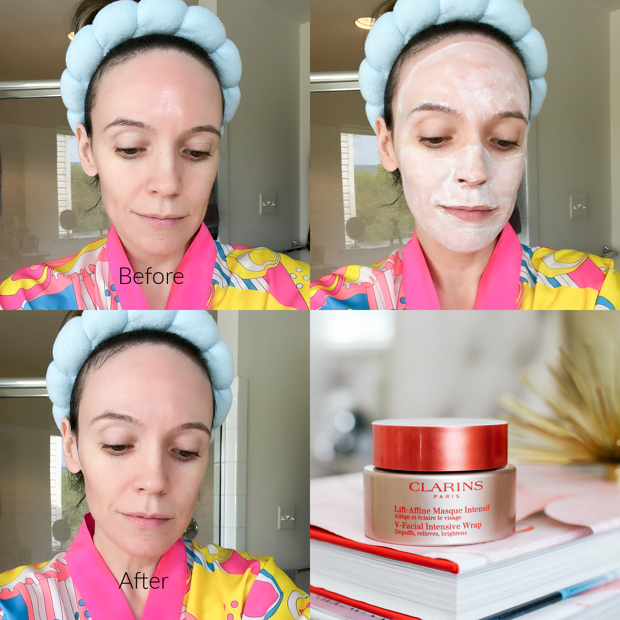 Clarins DePuffing Face Mask before and after