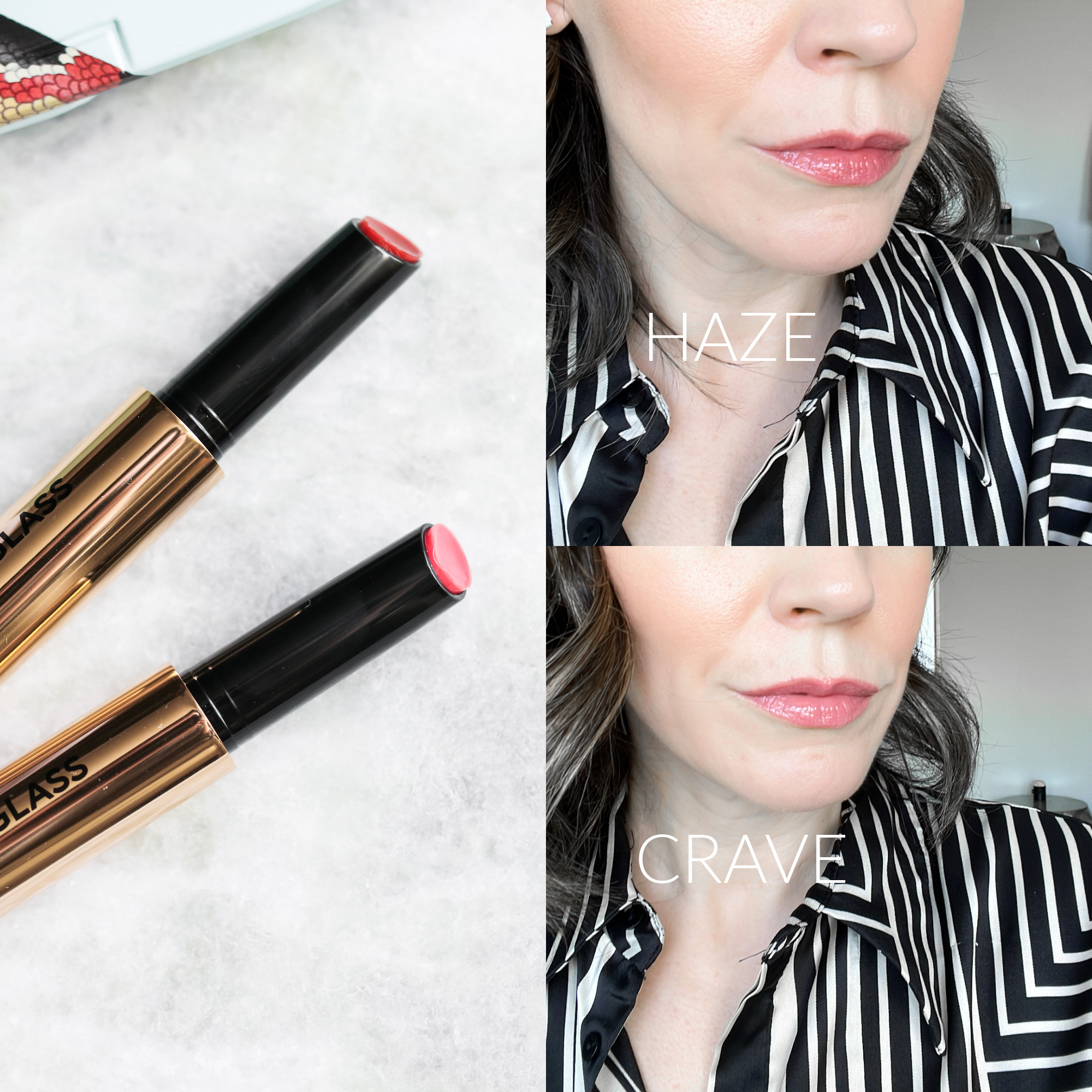 Hourglass Glossy Balm Duo swatches