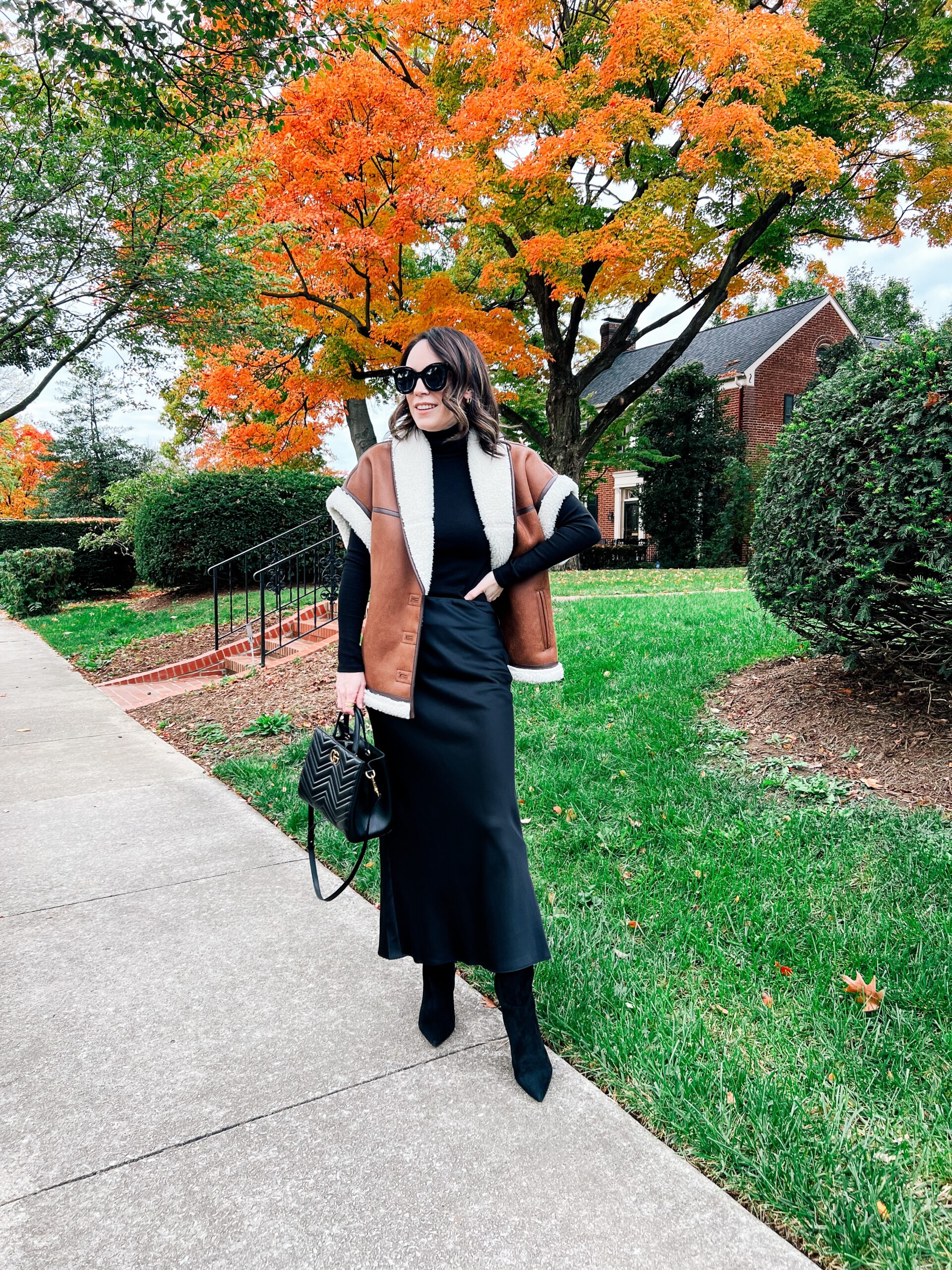 turtleneck and slip Skirt outfit | October 2023 Outfit Details