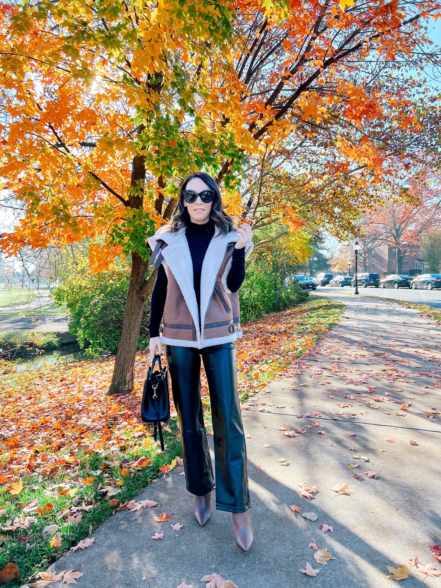 leather pants fall outfit