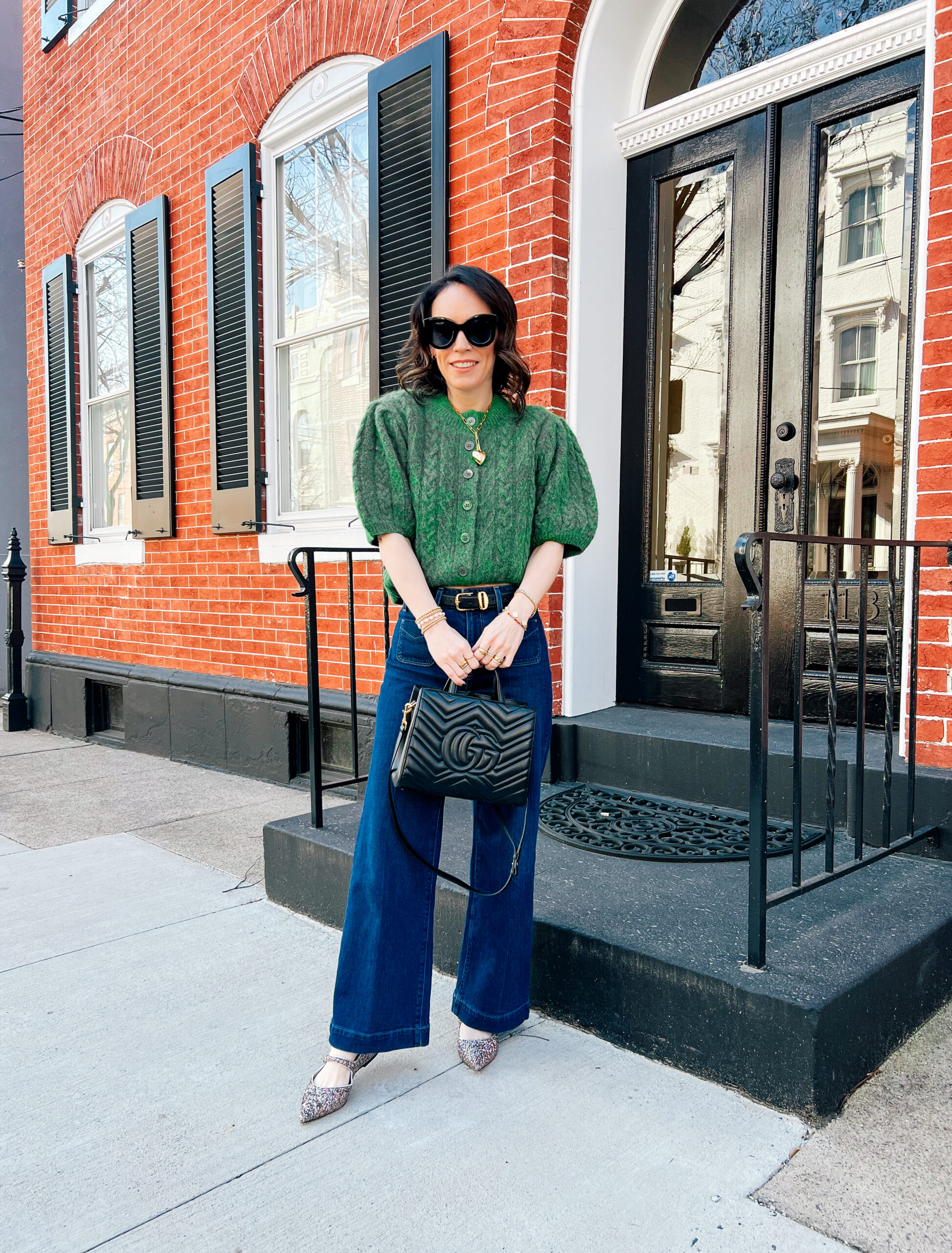 Everything I Wore - March 2025 by A Little Bit etc - green top, denim pants, and bag