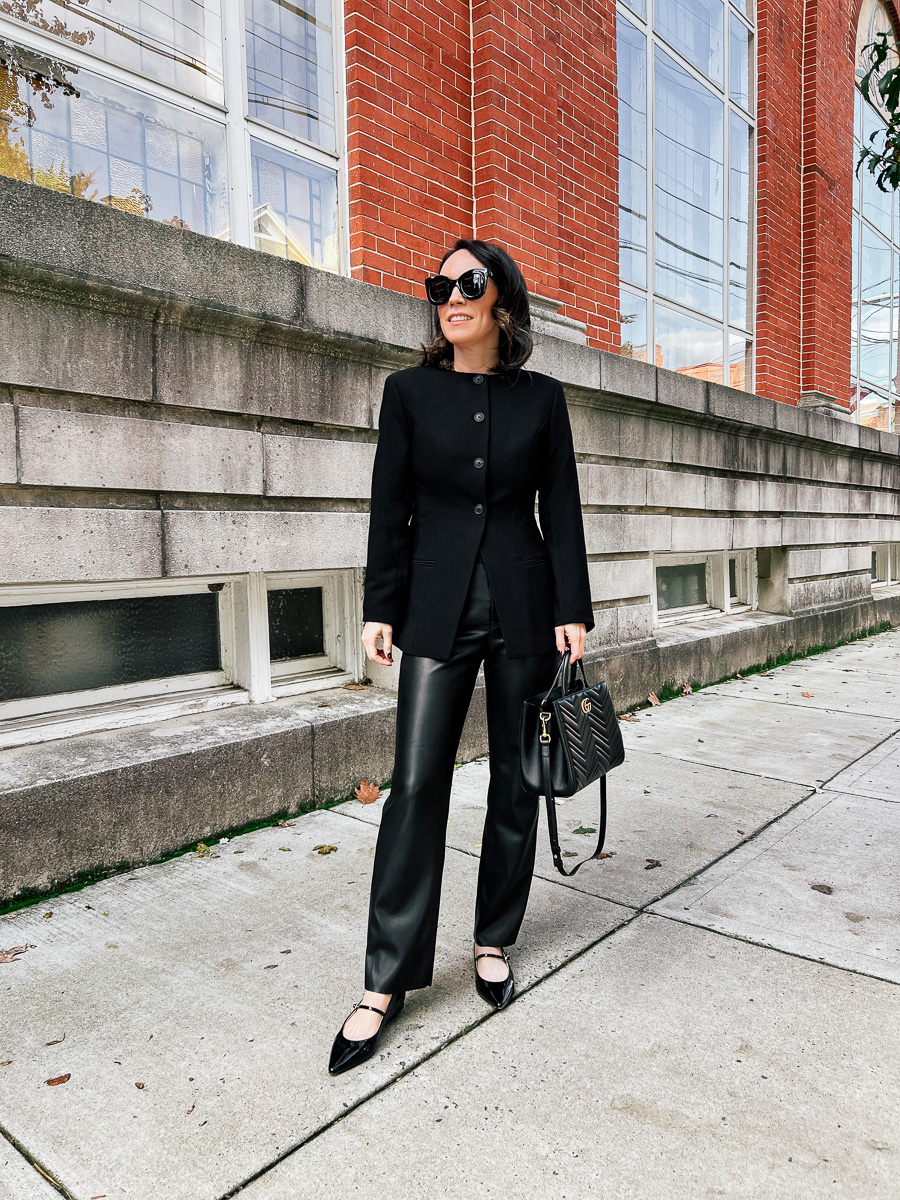 Chic Black Blazer and Leather Pants Chic Black Blazer and Leather Pants